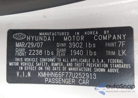 2007 Hyundai Tiburon Gt/Gt Limited/Se from USA, damaged, VIN KMHHN66F77U252913